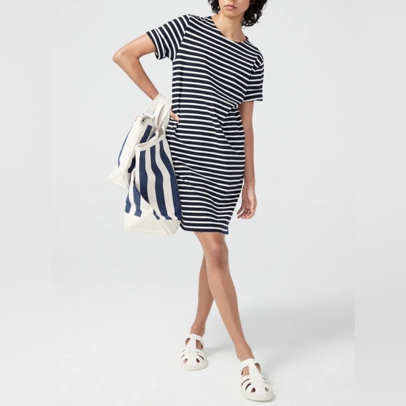 JOE Fresh Striped Shirt Dress Navy and White M - Picture 1 of 10